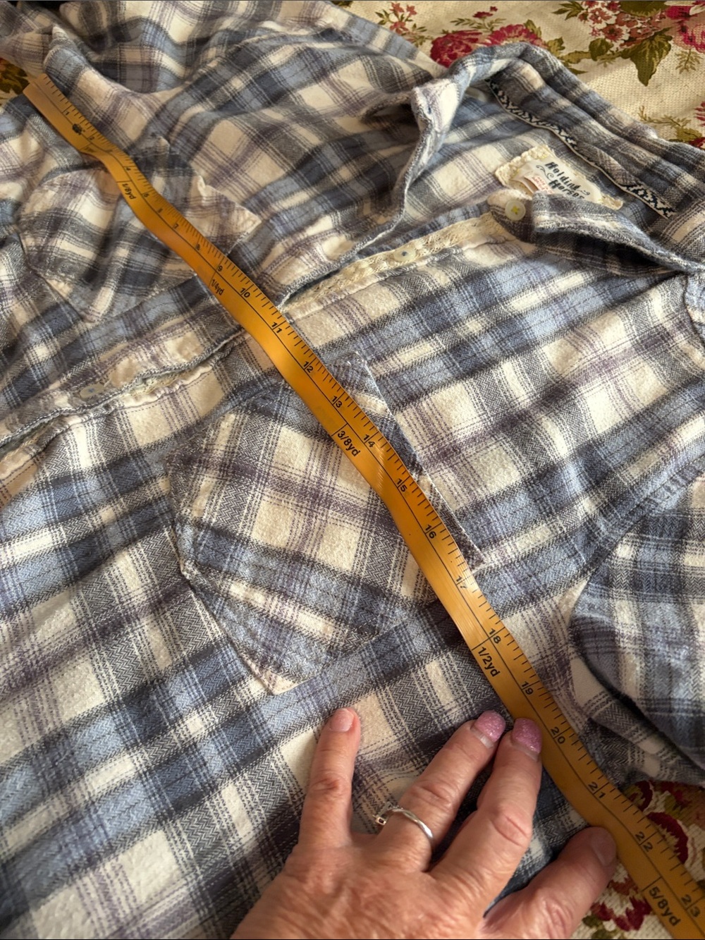 Anthropologie Holding Horses Blue and White Willow Ridge Plaid Button-Down Shirt - Picture 10 of 10